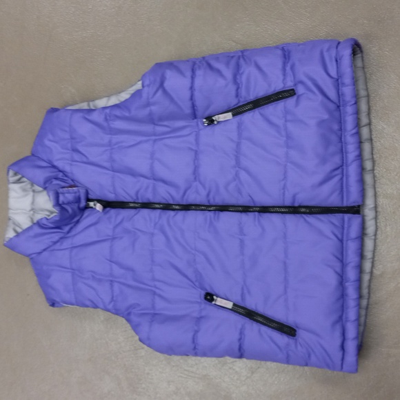 **VINTAGE **Classics Sports Purple and Grey REVERSIBLE Puffer Vest With Pockets - Picture 4 of 11